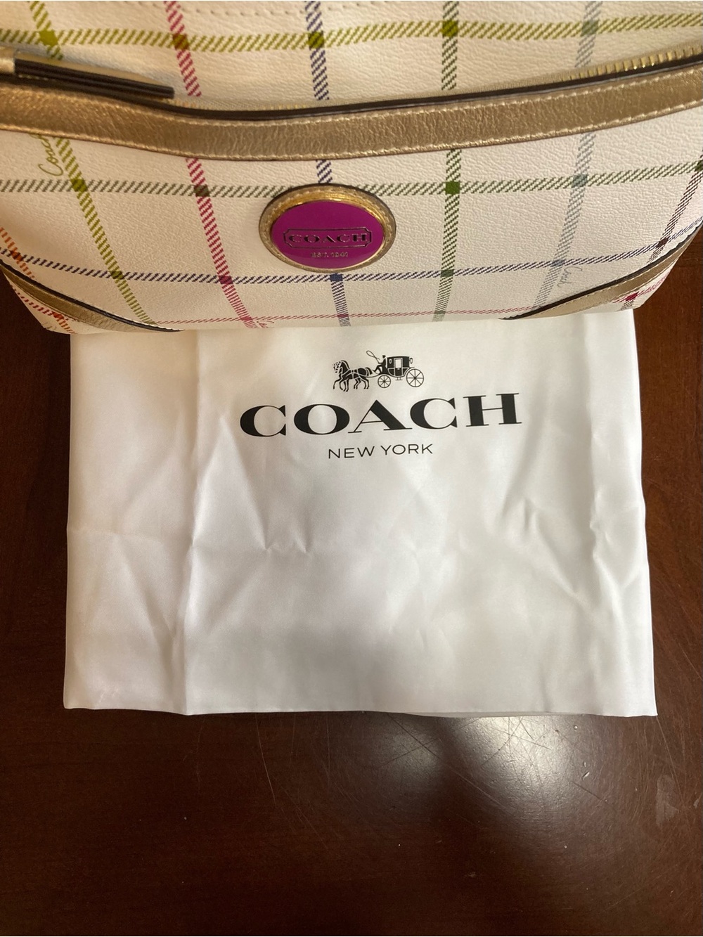 Coach Peyton Tattersall Plaid Shoulder Bag Heritage Collection Style 19173 EUC - Picture 15 of 15